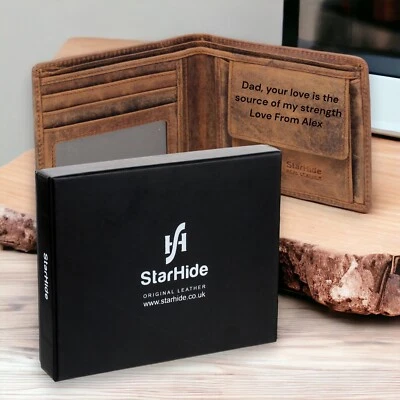 Personalised Custom Engraved RFID Blocking Mens Hunter leather Wallet 1050 - Image 1 of 4