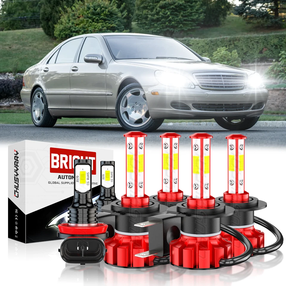 For Mercedes-Benz S500 2003-2006 - 6x LED Headlight + Fog Light Bulbs Combo Kit - Image 1 of 4