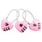 3Pcs Wire Rope Heart Shaped Small 3 Digit Code Combination Code Lock  Diary Book