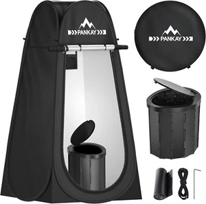 Portable Toilet with Pop up Privacy Tent Camping Outdoor Shower Changing Room - Picture 1 of 8
