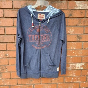 OKC Thunder Long Sleeve T-shirt Zipper Front Hoodie Western Conf. Basketball XL - Picture 1 of 5