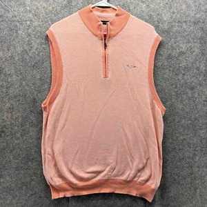 Greg Norman Sweater Men Medium Peach Half Zip Sleeveless Pullover Pastel Golf - Picture 1 of 11
