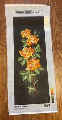 Vintage Margot Creations de Paris Tapestry Needlepoint Canvas Flowers Roses - Image 1 of 2