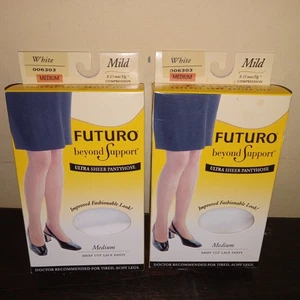 2 Box Futuro Beyond Support Sheer Pantyhose Compression 8-15 mmHg White Medium - Picture 1 of 3