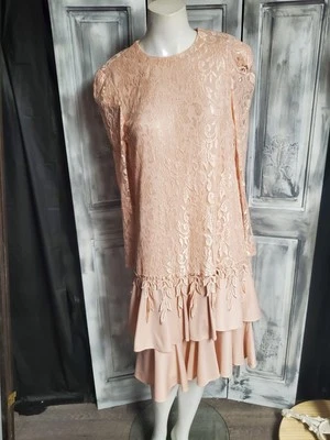Vestido de fiesta David Rose años 80 de colección encaje aleta talla M hombreras dorado niñas  Foto 1 de 4
