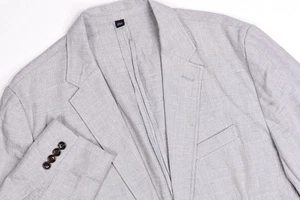 J Crew Mens Thompson Gray Linen/Cotton Plaid Check Blazer Jacket 44 R - Picture 1 of 13