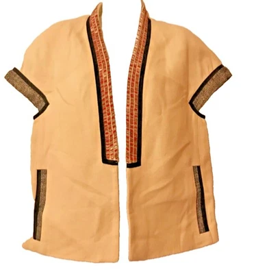 Chaleco ETRO MILANO Crema Marfil Lino Seda Para Mujer Lentejuelas Bordado Lona Talla 42 Foto 1 de 4