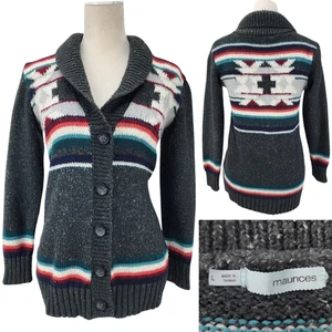 Maurices Damen große South Western Azteken Acryl Knopfleiste Cardigan Pullover Oberteil - Bild 1 von 15