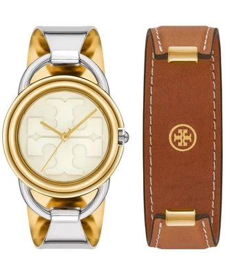 Tory Burch Miller Quartz Cream Dial Brown Leather Strap Ladies Watch TBW7224SET - Image 1 of 4