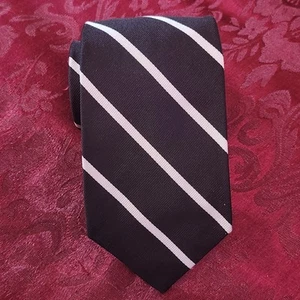 Robert Talbot Carmel By The Sea Pebble Beach Black & Gray Striped Repp Tie - Picture 1 of 6