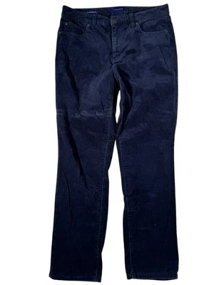 TALBOTS Navy Flat Front High Waist Straight Leg Corduroy Pants Women's Size 8P - Image 1 of 4