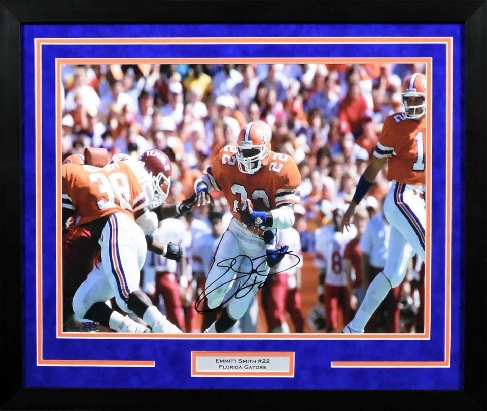 EMMITT SMITH AUTOGRAFIADO FLORIDA GATORS ENMARCADO 16x20 FOTO CERTIFICADO DE AUTENTICIDAD Foto 1 de 1