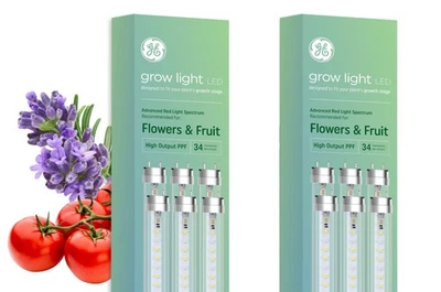 (12 светодиодных трубок) Светильники для выращивания комнатных растений GE, светодиодные лампы T8 для цветов - Изображение 1 из 4