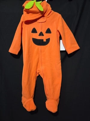 Halloween Infantil 6-9 Mos. Disfraz polar cremallera frontal Jack-O linterna con capucha para dormir Foto 1 de 2