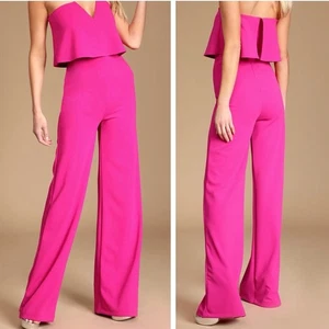 Lulus Power of Love Jumpsuit Magenta Trägerlos Größe Small (dehnbar) Neu ohne Etikett - Bild 1 von 14