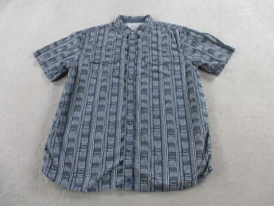 Moon Shine Spirit Shirt Mens Large Blue Pearl Snap Button Aztec Geometric Print - Image 1 of 4