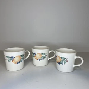 Corning Ware Abundance Fruit Coffee Cup Set of 3 Vintage by Corelle Tea Cocoa - Picture 1 of 12