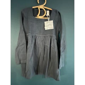 NWT Kate Quinn Slate Blue Grey Long Sleeve Square Neck Smock Top Shirt 7Y - Picture 1 of 4