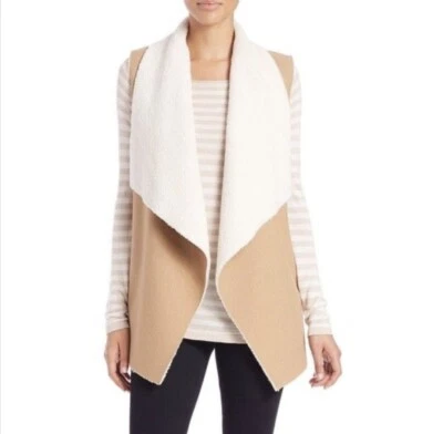 Anthropologie Espléndido Tostado Keane Sherpa Vellón Drapeado Chaleco Chaqueta XS Foto 1 de 4