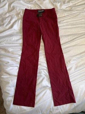 Stunning Y2K Vintage Guess Red Low Rise Flare Stretch Pants With Buckle - Image 1 of 4