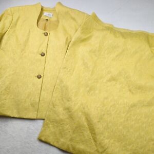 Terramina Skirt Suit Designer Gold Yellow Brocade Lined Jacket and Skirt Sz 30 S