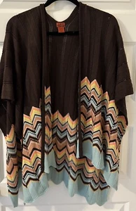 Missoni for Target Brown Ruhana Cape Shawl Open Side Chevron Poncho One Size OS - Picture 1 of 2