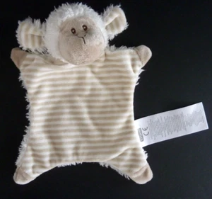 *. ERGEE FLACHES KUSCHELTIER SCHAF LAMM weiß beige braun weiß gestreift Streifen sehr guter Zustand - Bild 1 von 8