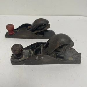 2 VTG 7" Woodworking Planer w/ Wooden Handle & Metal Base Made In USA - Picture 1 of 9