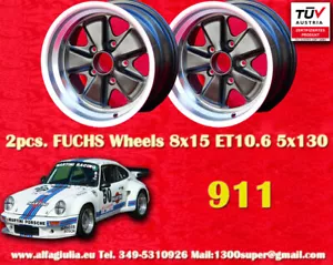 2 cerchi Porsche 911 Fuchs 2 Stk Felgen 8x15 R 1 pc wheels jantes llantas - Foto 1 di 1