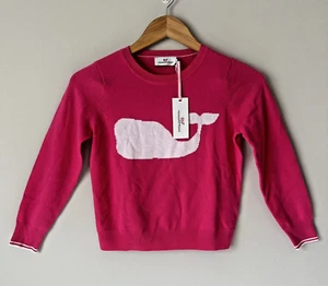 Vineyard Vines Intarsia Sweater Pink Whale Girls Sz L 10 12 Cashmere Merino New - Picture 1 of 9