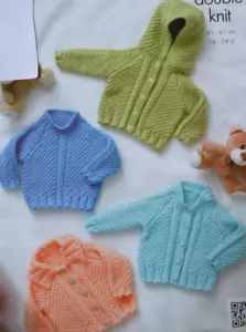 (157) Patrón de tejido - Suéter DK cárdigans para bebés tallas 16""- 24"" - Imagen 1 de 6