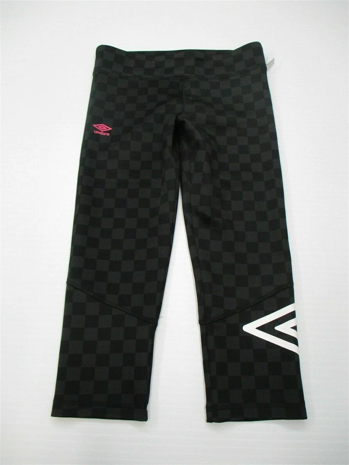 Nuevo UMBRO Jóvenes Niñas Talla XL Fútbol Negro/Gris Cuadros Leggings Recortados Foto 1 de 4