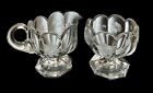 Vintage Clear Glass Footed Creamer & Open Sugar Bowl Set Floral Etched