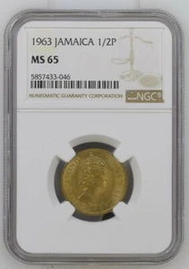 1963 Jamaica 1/2P HALF PENNY NGC MS 65 - Picture 1 of 2