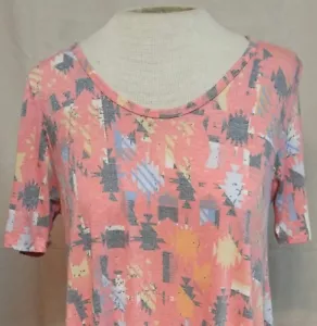 Camiseta clásica tejida LuLaRoe para mujer talla XXS S/S multicolor azteca dobladillo alto usado en excelente estado - Imagen 1 de 8