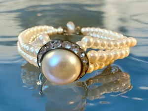Choker Necklace Faux White Pearl Bead Women Multilayer Adjustable 14 GIFT BOX - Picture 1 of 9