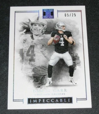 2016 Panini Impeccable DEREK CARR #6 Silver Foil/25 Oakland RAIDERS Fresno State - Image 1 of 2
