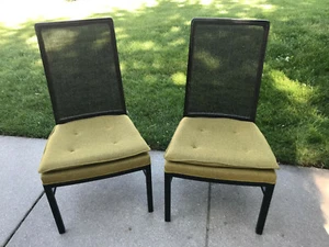 Vtg Mid Century Modern Ebonized Wood And Cane Back Dining Chairs- Harvey Probber - Picture 1 of 11