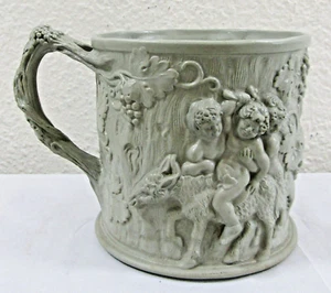 Taza Minton Siglo XIX Relieve Sileno y Baco Gres Moldeado C 1830 - Imagen 1 de 12