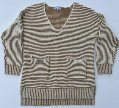 Suéter Lucy Avenue/Talla mediana/Mostaza/Acanalado/Cuello en V Foto 1 de 4