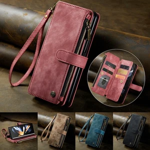 Funda Cartera Cuero Magnética Abatible Cremallera Para Samsung Galaxy Z Fold4 Fold3 5G - Imagen 1 de 56