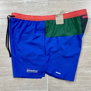 Men’s Size 2XL Nike Stride Dri-FIT 5” Brief-Lined Running Shorts Blue Green - Picture 1 of 20