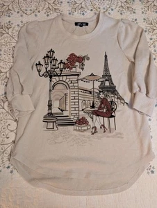 LOVE+ LACE Damen Shirt Oberteil Beige XL Mid Sleeve Paris Diva Graphic Bedazzle  - Bild 1 von 13