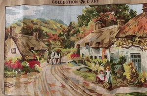 Needlepoint Canvas Only Printed 60 X 38cm Collection D’Art #12956 Village Scene - Picture 1 of 9
