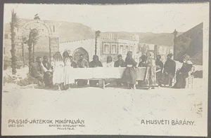 1922 Mikófalva Passion Play Hungary - Last Supper Scene Photo Postcard - Picture 1 of 2