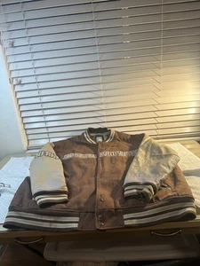 State Property Rocawear Varsity Jacket Mens XXXL Leather  Hip Hop Y2K Brown - Picture 1 of 14