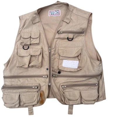 Chaleco de pesca Crystal River bronceado M con múltiples bolsillos y cremalleras 65a Foto 1 de 4