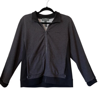 Lauren Ralph Lauren Active Cotton Blend Gray & Black Zip Front Sweatshirt Sz L - Image 1 of 4
