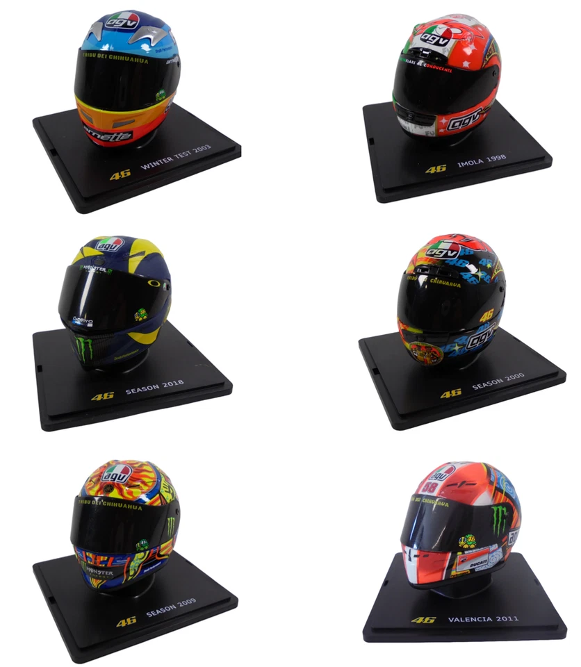 Lot de 6 Casques de Moto GP Valentino Rossi échelle 1/5 Altaya - Yamaha Aprilia - Photo 1/4