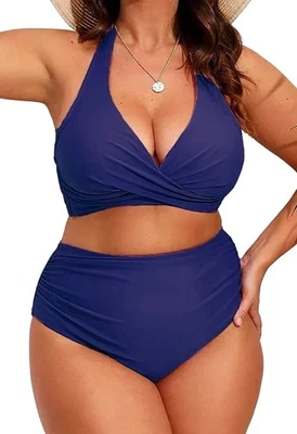 2 Piece Plus Size Tummy Control Tankini Set Swimsuit Cups C-D Size 2XL 18 / 20 - Image 1 of 4